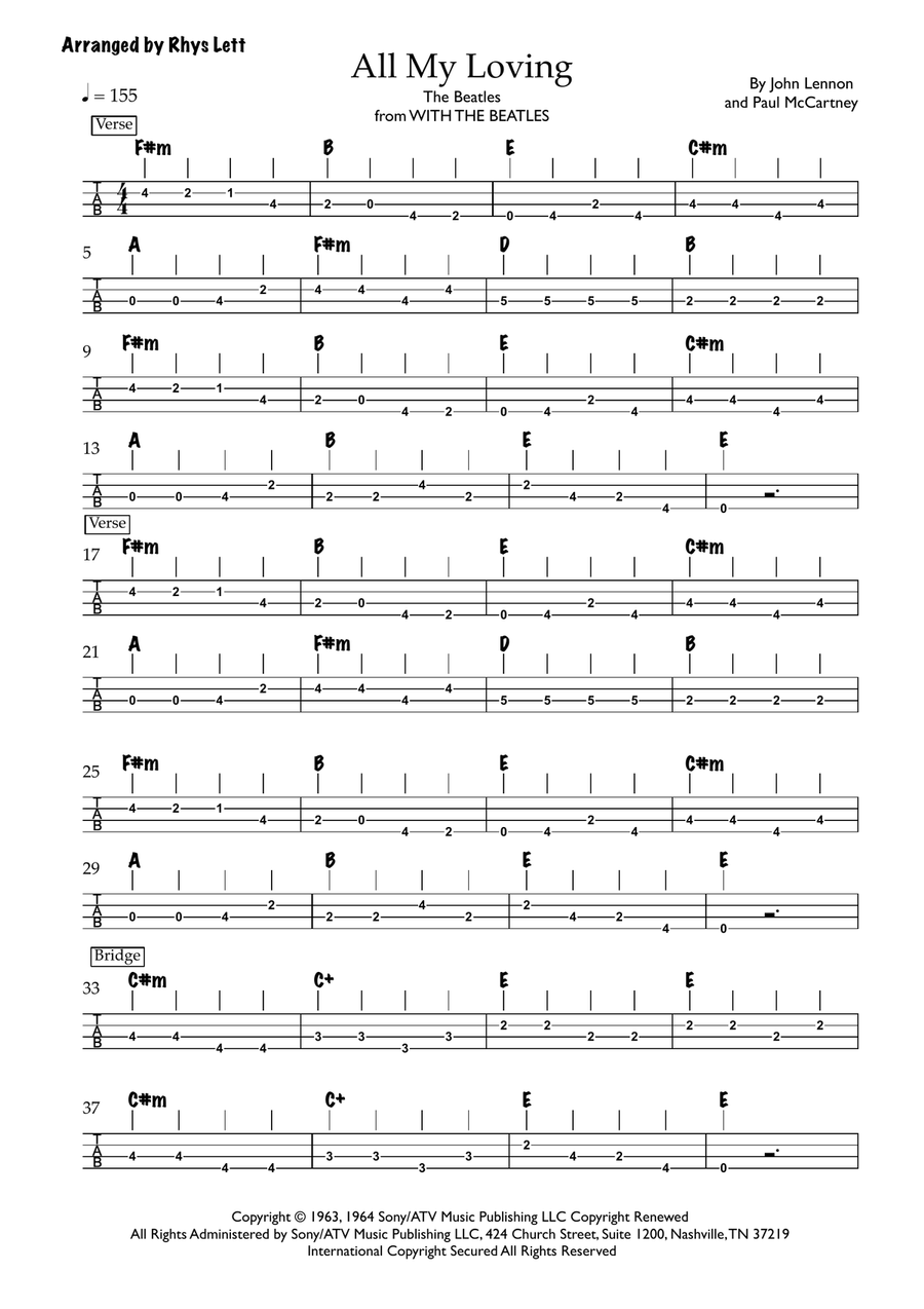 All My Loving Guitar Tablature scores gallery preview page 1