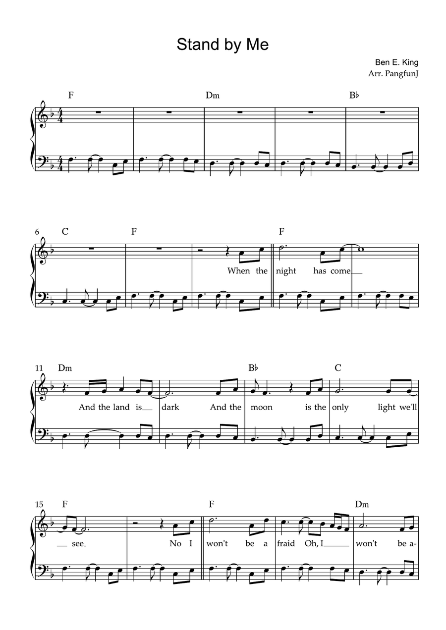 Stand By Me Easy Piano scores gallery preview page 1