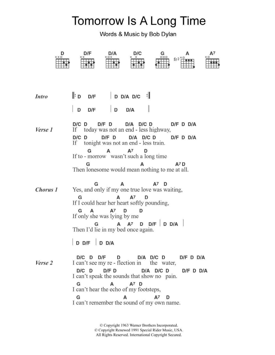 Tomorrow Is A Long Time Acoustic Guitar scores gallery preview page 1