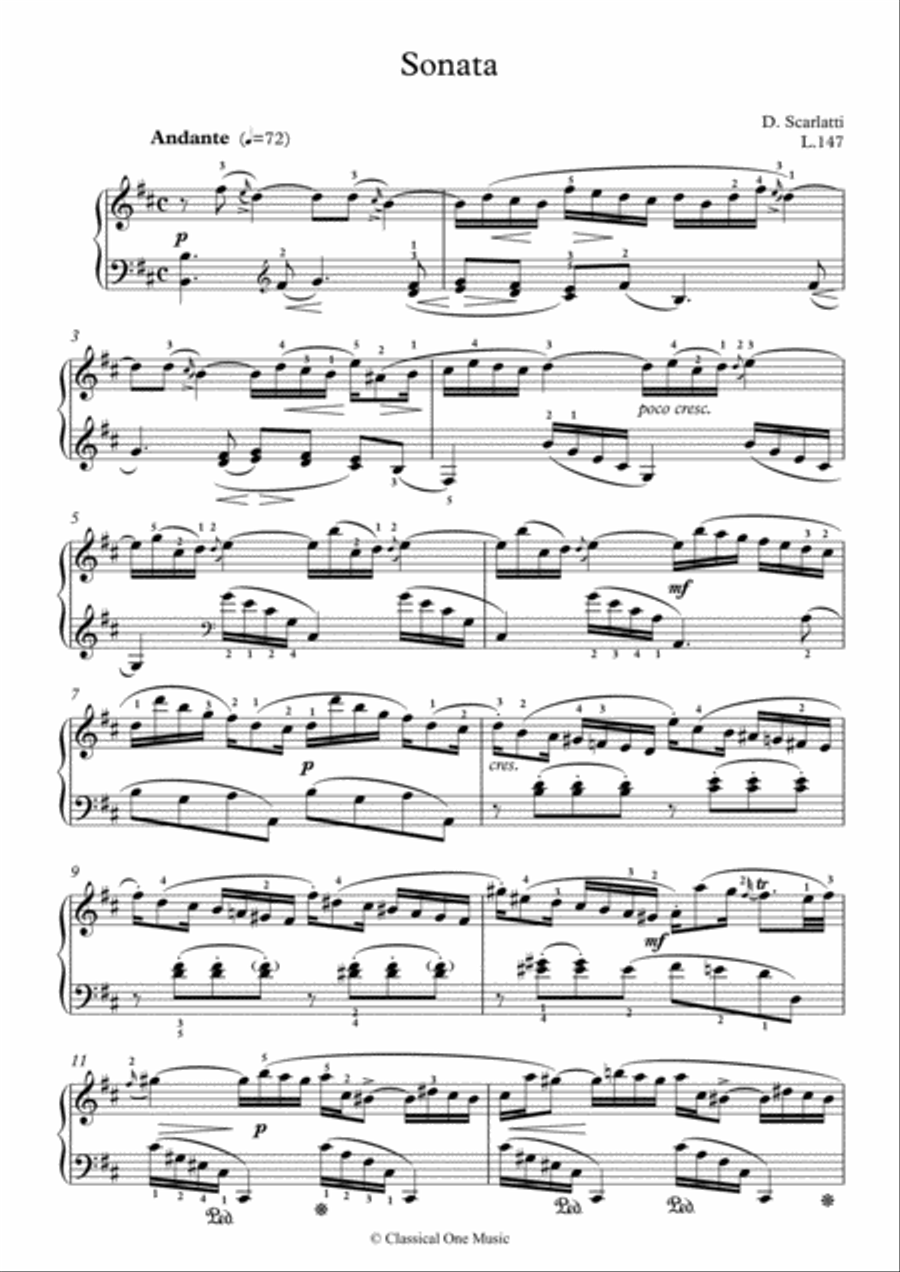 Scarlatti-Sonata in B-minor L.147 K.197(piano) Piano Solo scores gallery preview page 2