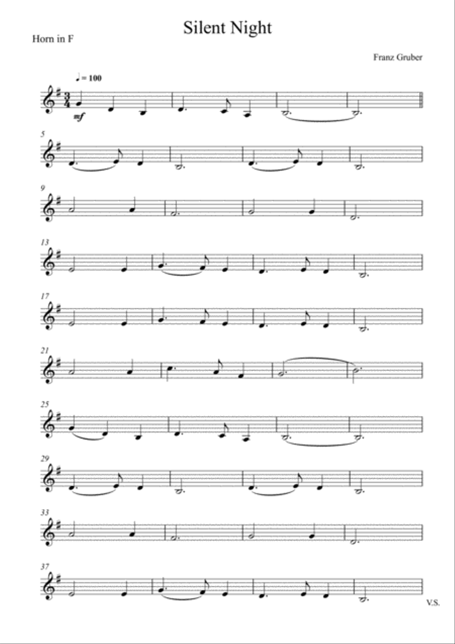 Franz Gruber - Silent Night (Horn in F and English Horn Duet) Small Ensemble scores gallery preview page 4