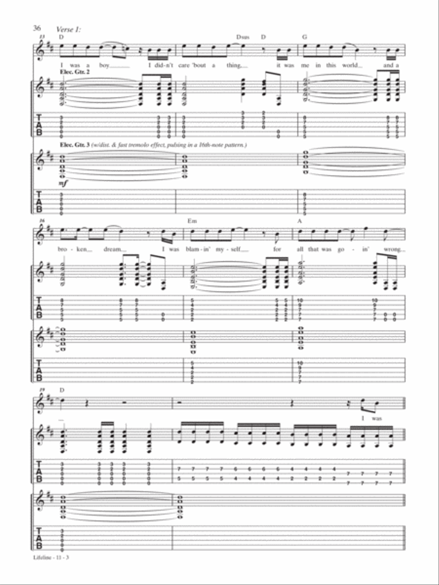 Lifeline Guitar Tablature scores gallery preview page 3