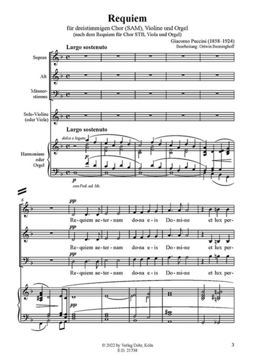 Requiem (für dreistimmigen gemischten Chor (SAM), Violine od. Viola und Orgel) (nach dem Requiem für Chor STB, Viola und Orgel)