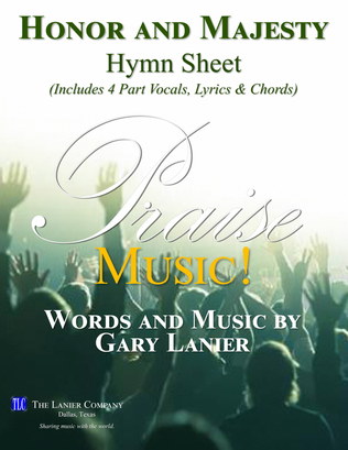 HONOR AND MAJESTY, Hymn Sheet (Includes 4 Part Vocals, Lyrics & Chords)