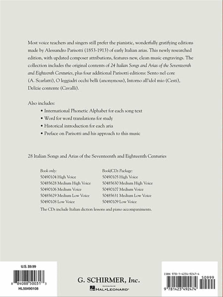28 Italian Songs & Arias of the 17th & 18th Centuries Low Voice scores gallery preview page 2