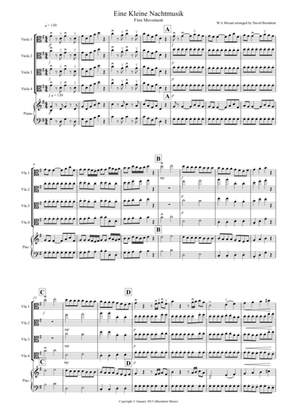 Book cover for Eine Kleine (1st movement) for Viola Quartet