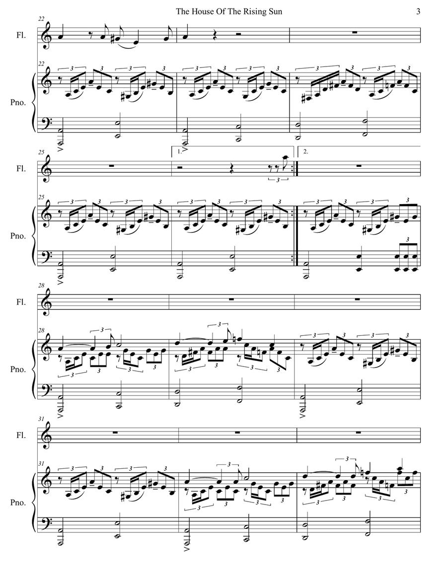 The House Of The Rising Sun Flute Solo scores gallery preview page 4