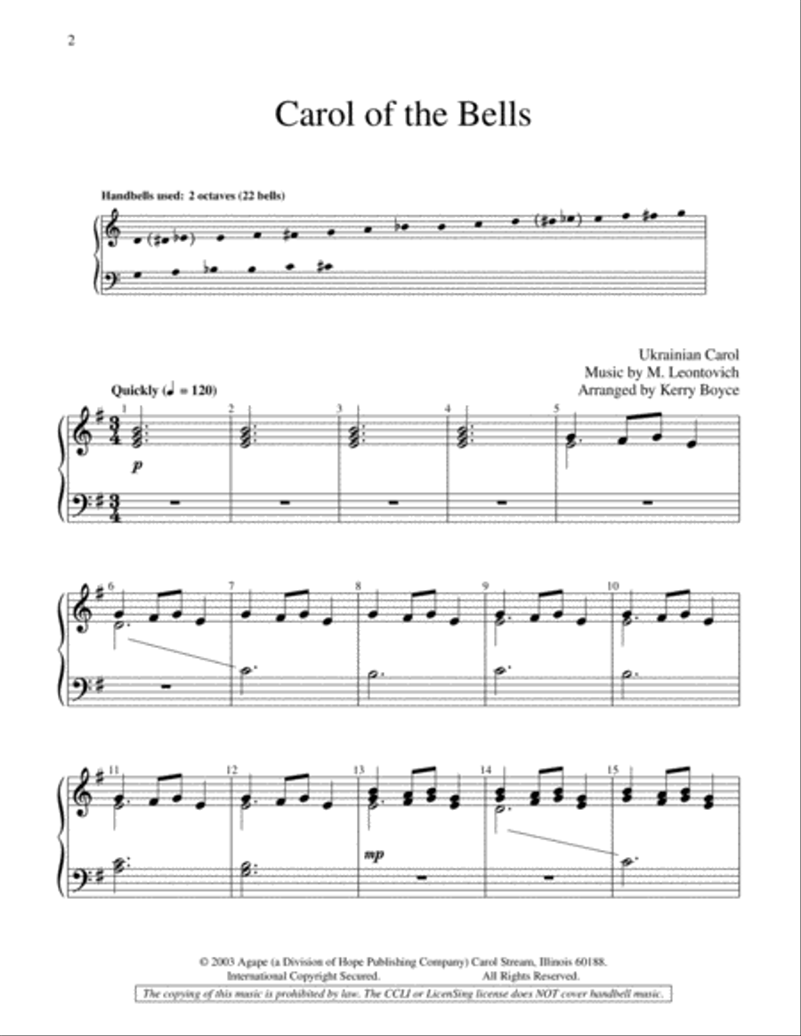Carol of the Bells 2-Octaves scores gallery preview page 2