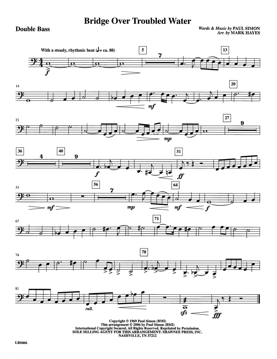 Bridge Over Troubled Water (arr. Mark Hayes) - Double Bass Choir scores gallery preview page 1