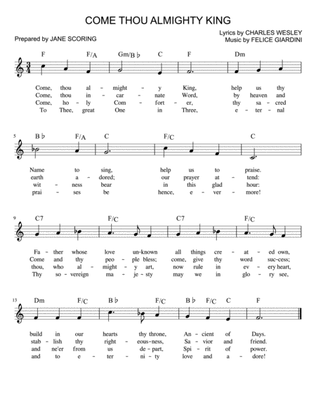Come Thou Almighty King (Lead sheet)