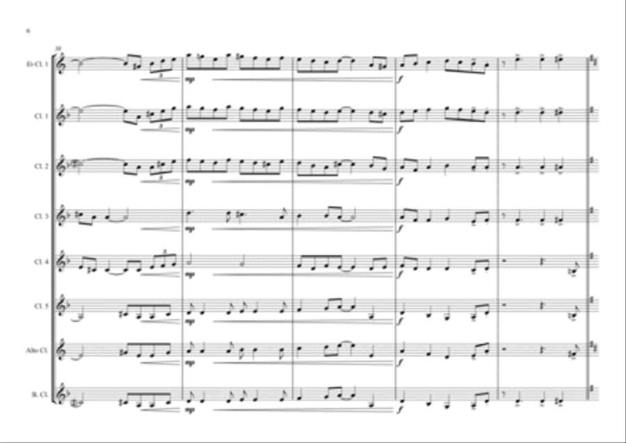 Johnny Swings On Home - for Clarinet Choir Clarinet Choir scores gallery preview page 6
