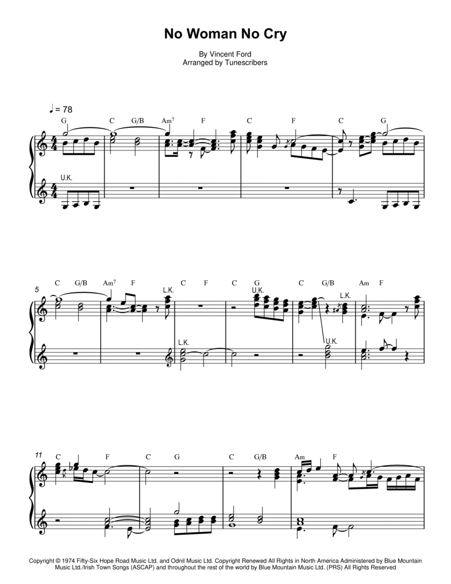 No Woman No Cry Organ Solo scores gallery preview page 1