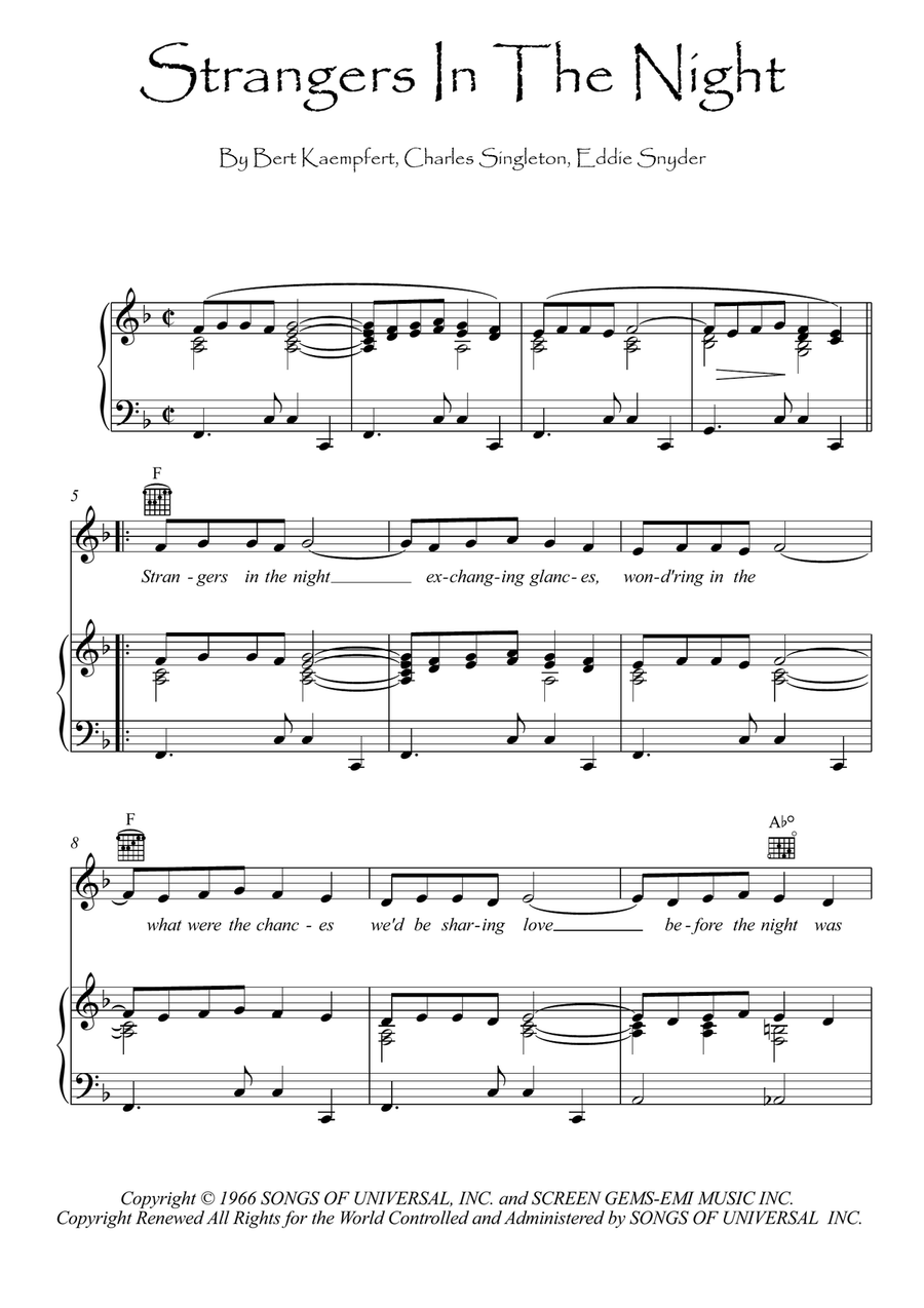 Strangers In The Night Small Ensemble scores gallery preview page 1