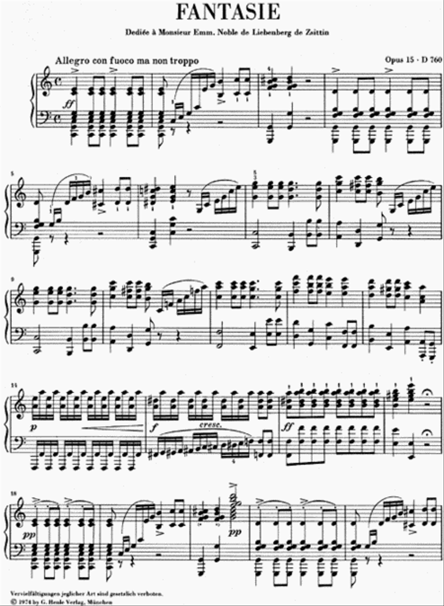 Fantasy C Major Op. 15 D 760 Piano Solo scores gallery preview page 2