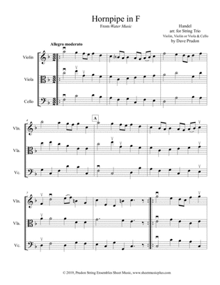 Book cover for Handel's Hornpipe in F for String Trio