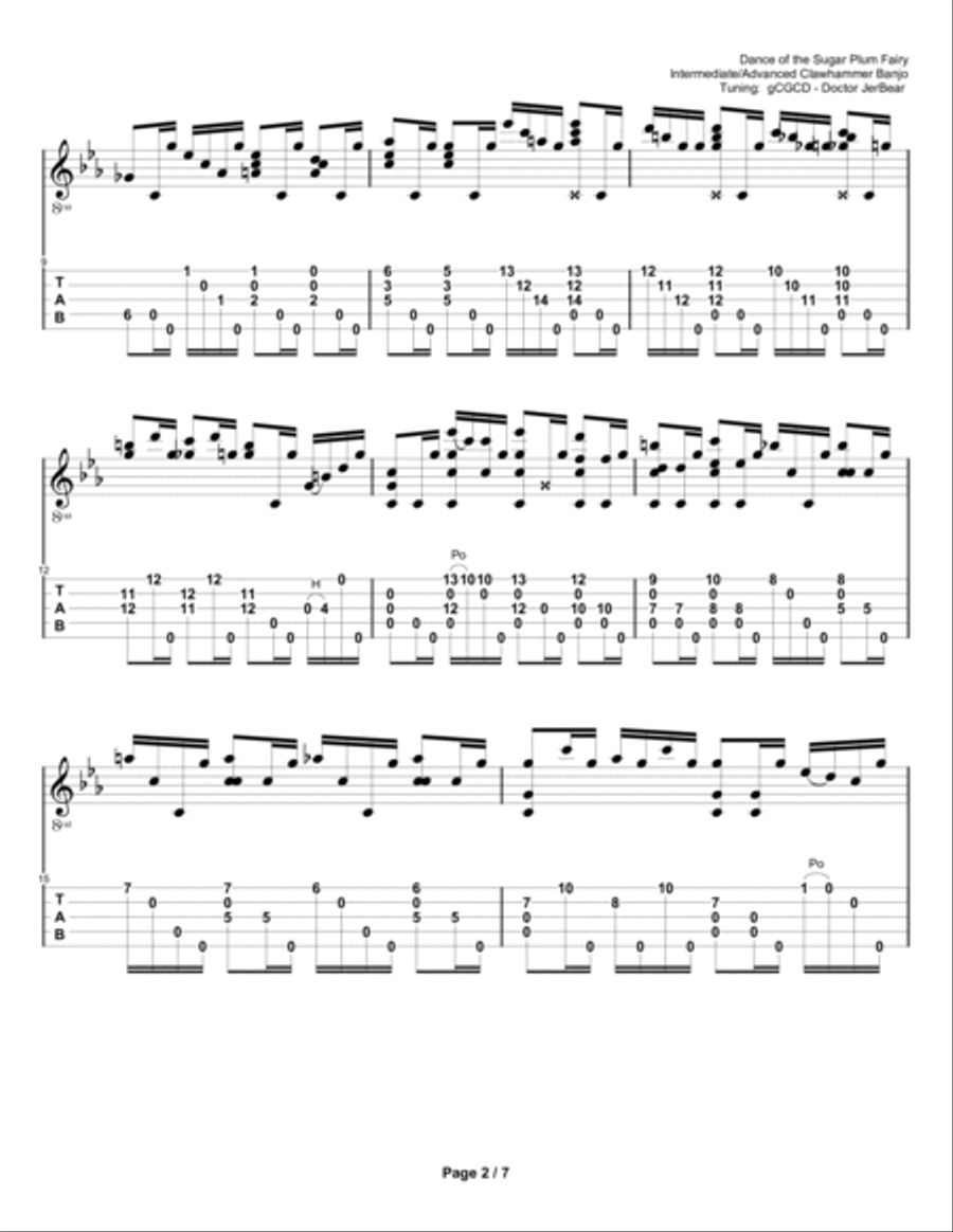 Dance of the Sugar Plum Fairy--Intermediate/Advanced Clawhammer Banjo Banjo scores gallery preview page 2
