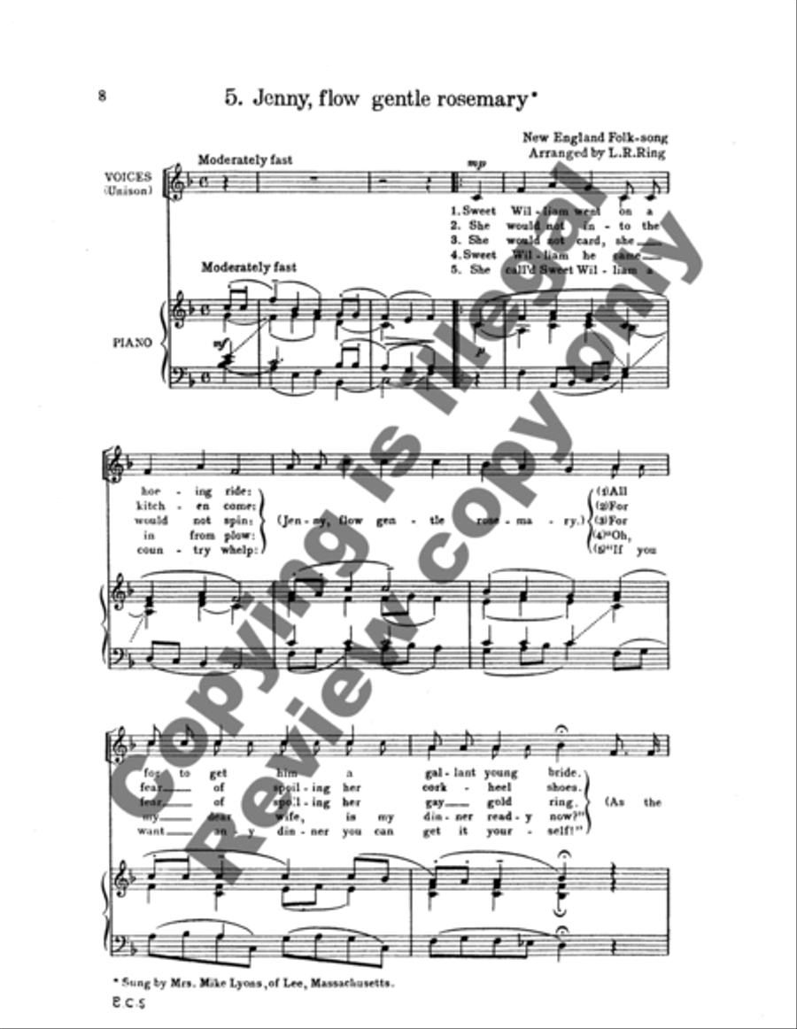 Ten New England Folksongs Unison Choir scores gallery preview page 10