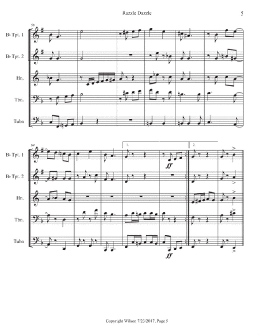 Razzle Dazzle Brass Quintet scores gallery preview page 6