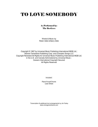 Book cover for To Love Somebody