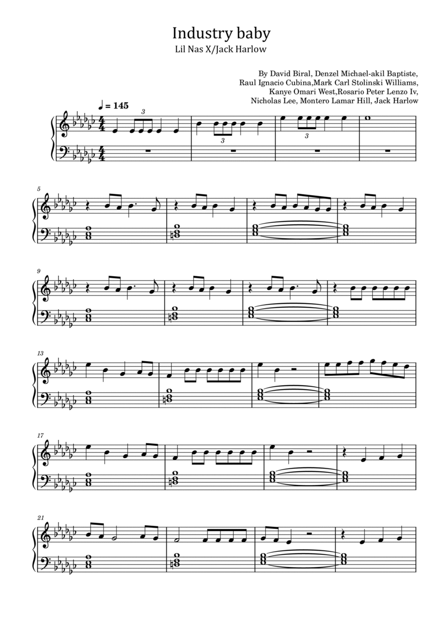 Industry Baby Industry Baby Piano Solo scores gallery preview page 1