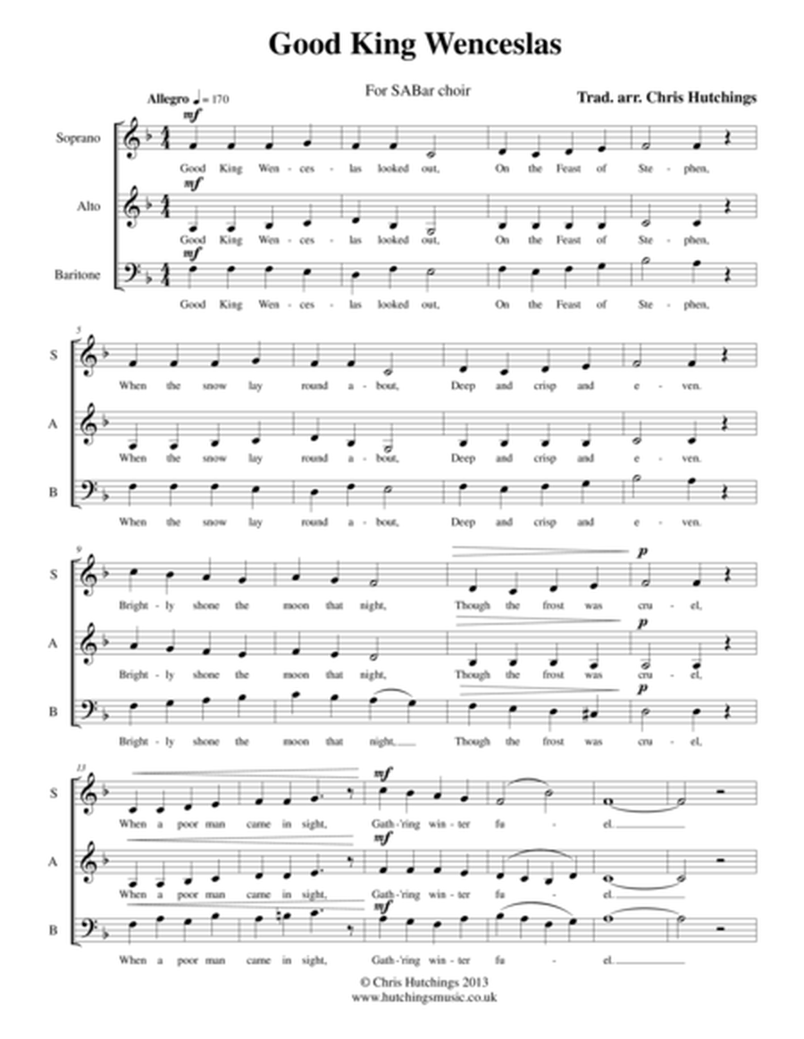 Good King Wenceslas - for three-part choir
