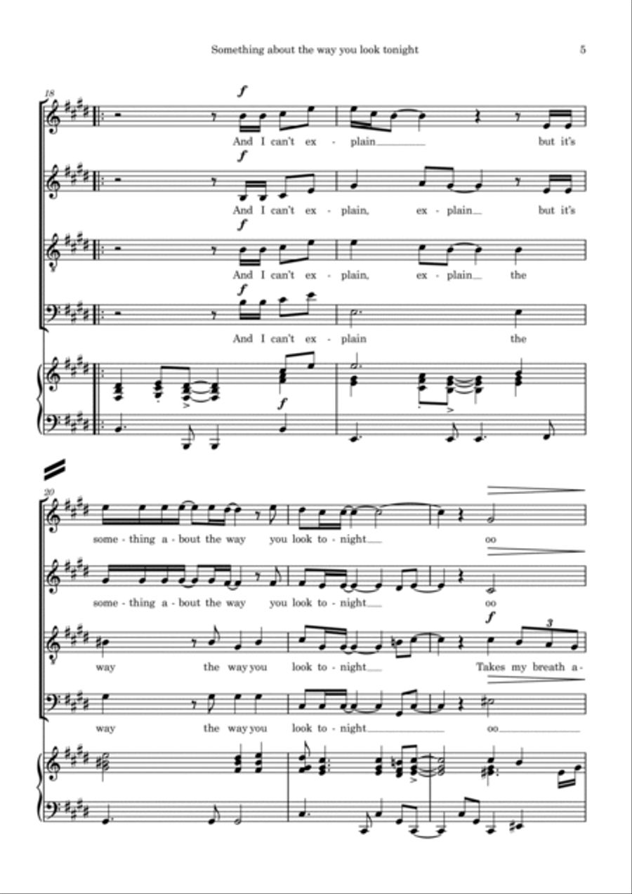 Something About The Way You Look Tonight 4-Part scores gallery preview page 5