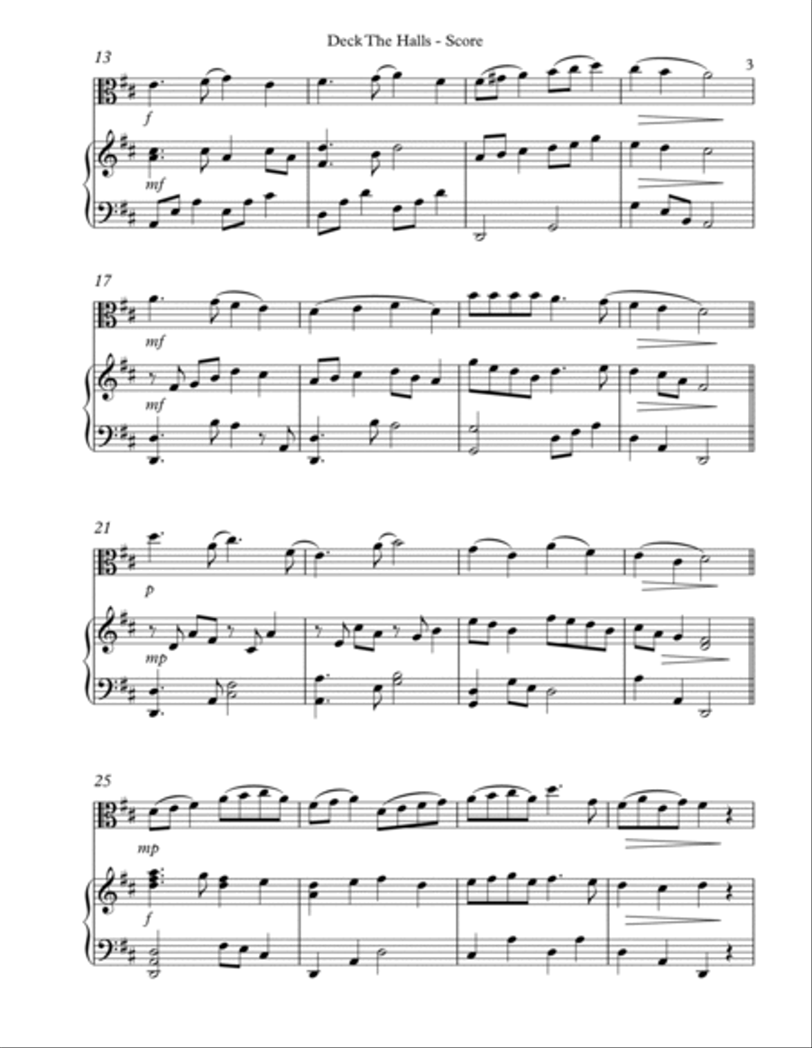 Deck The Halls, Duet for Viola and Lever Harp image number null