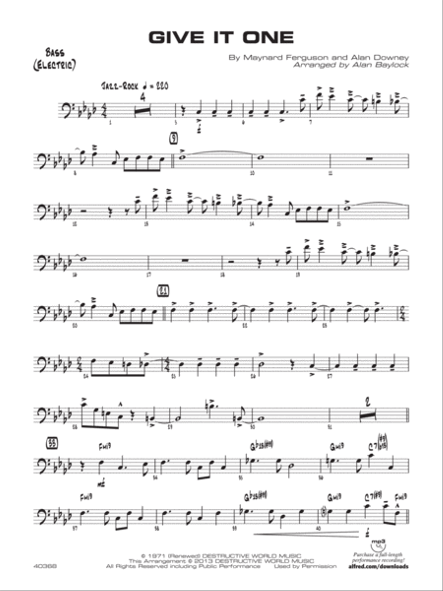 Give It One: String Bass Jazz Ensemble scores gallery preview page 1