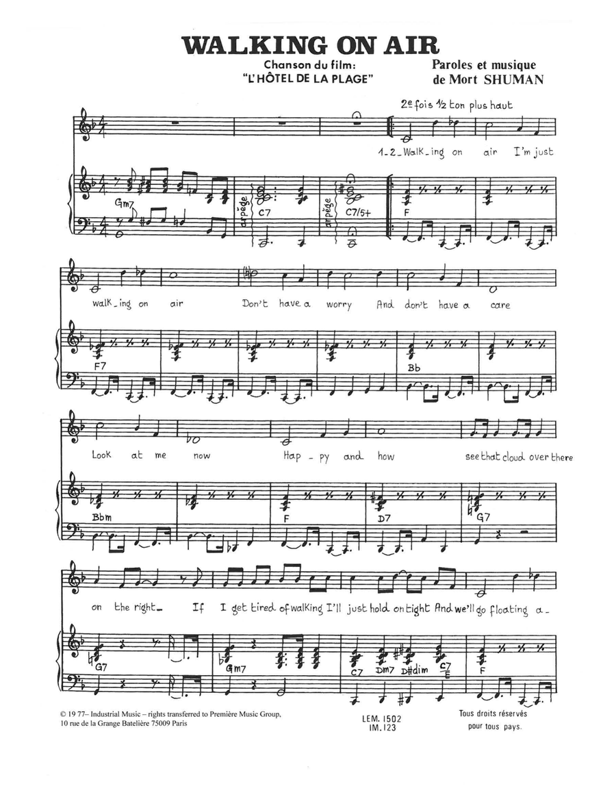 Walking On Air Piano, Vocal scores gallery preview page 1