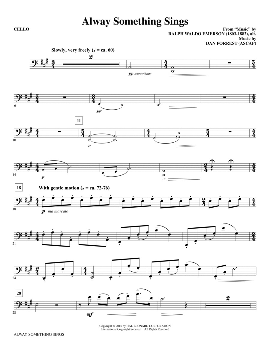 Alway Something Sings - Cello Choir scores gallery preview page 1