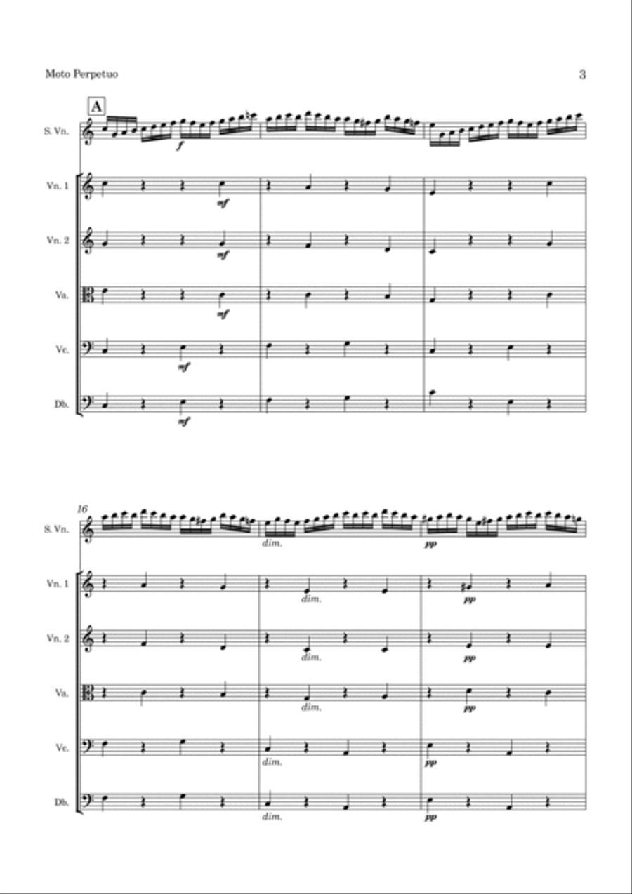 Paganini Moto Perpetuo Op. 11 for Violin and String Orchestra String Orchestra scores gallery preview page 4