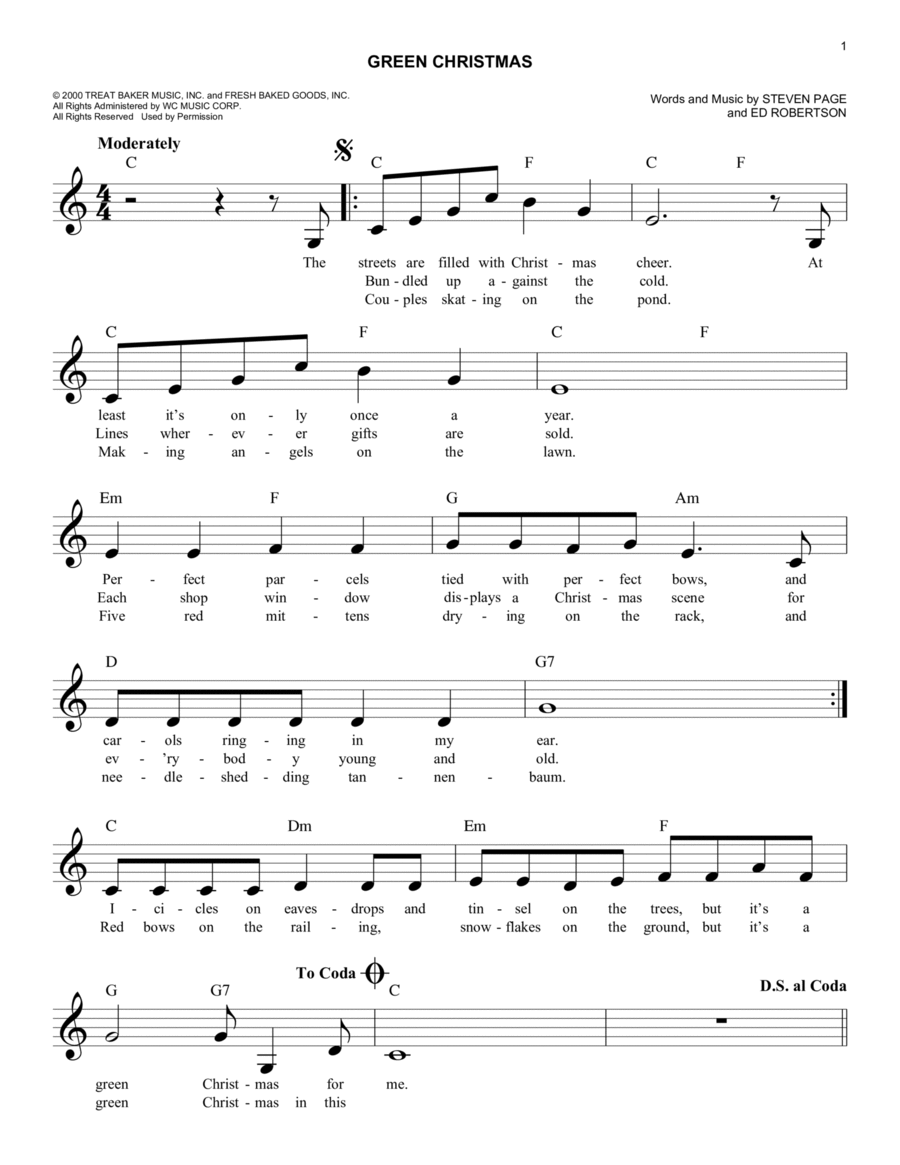 Green Christmas Piano scores gallery preview page 1