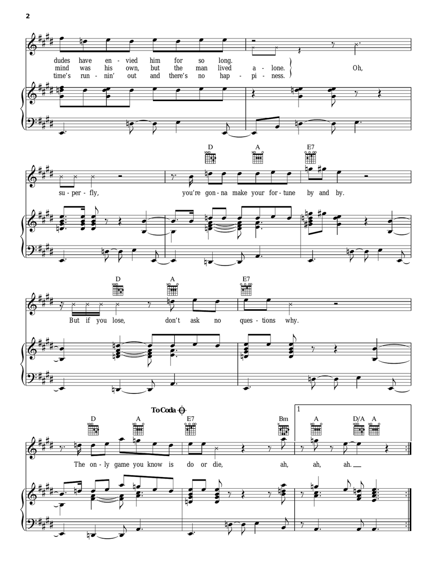 Superfly Piano, Vocal, Guitar scores gallery preview page 2