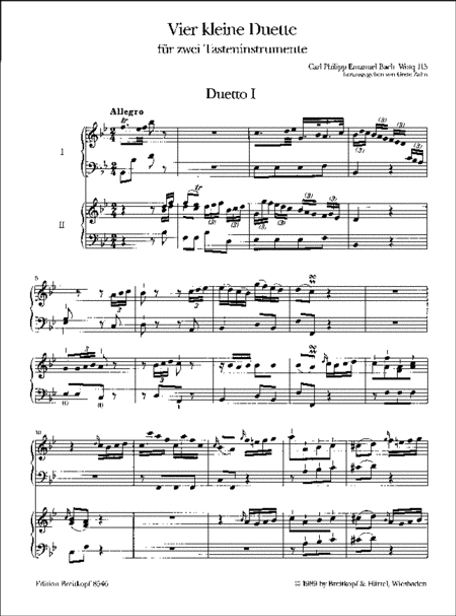 4 Small Duets for 2 Keyboard Instruments Wq 115 Piano Duet scores gallery preview page 2