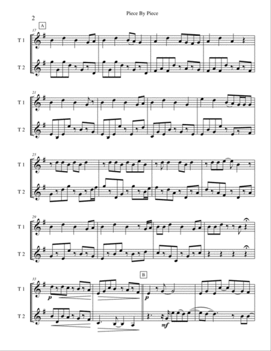 Piece By Piece Piece By Piece Trumpet Duet scores gallery preview page 2