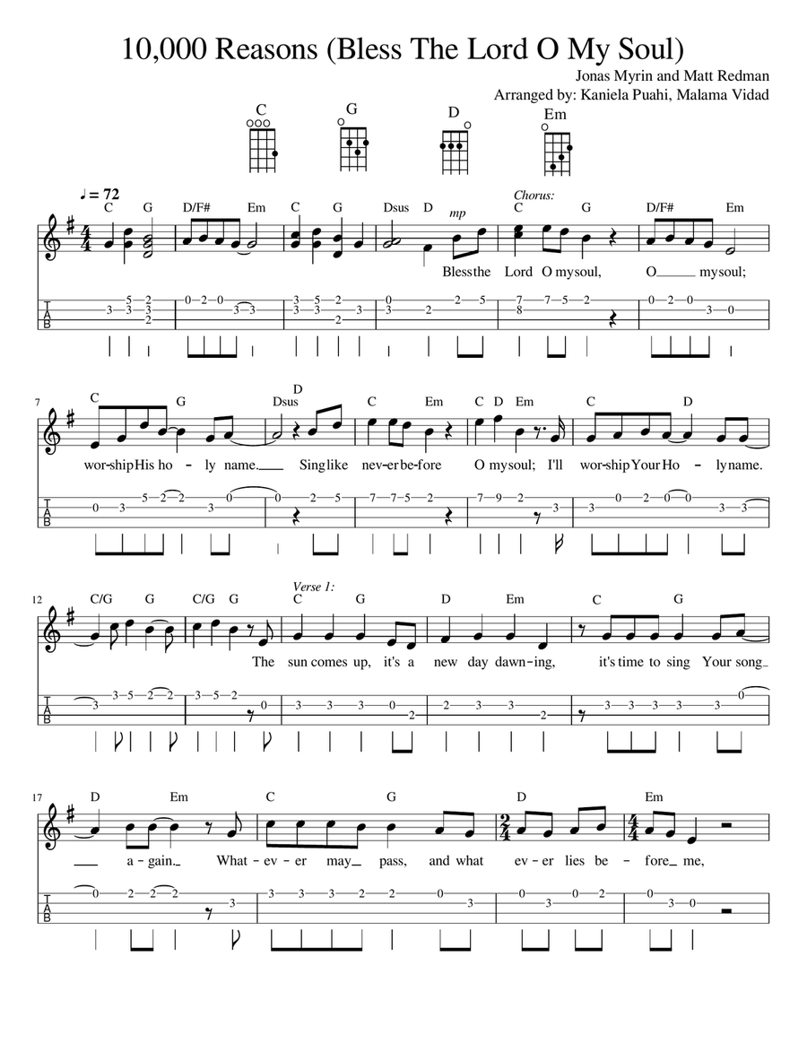 10,000 Reasons (Bless The Lord) Piano scores gallery preview page 1
