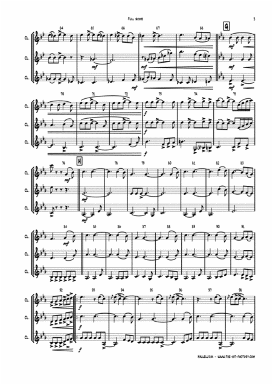 Hallelujah Woodwind Ensemble scores gallery preview page 3