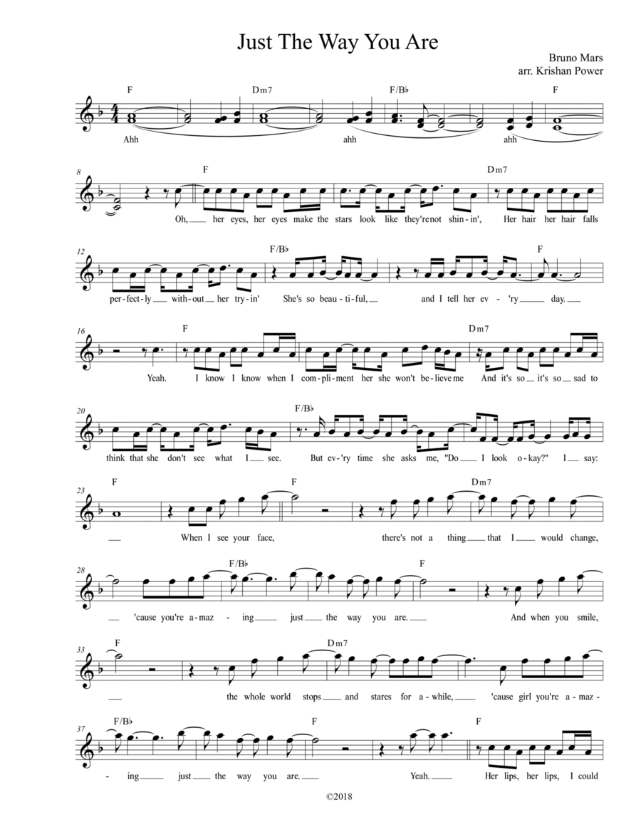 Just The Way You Are Voice Solo scores gallery preview page 1