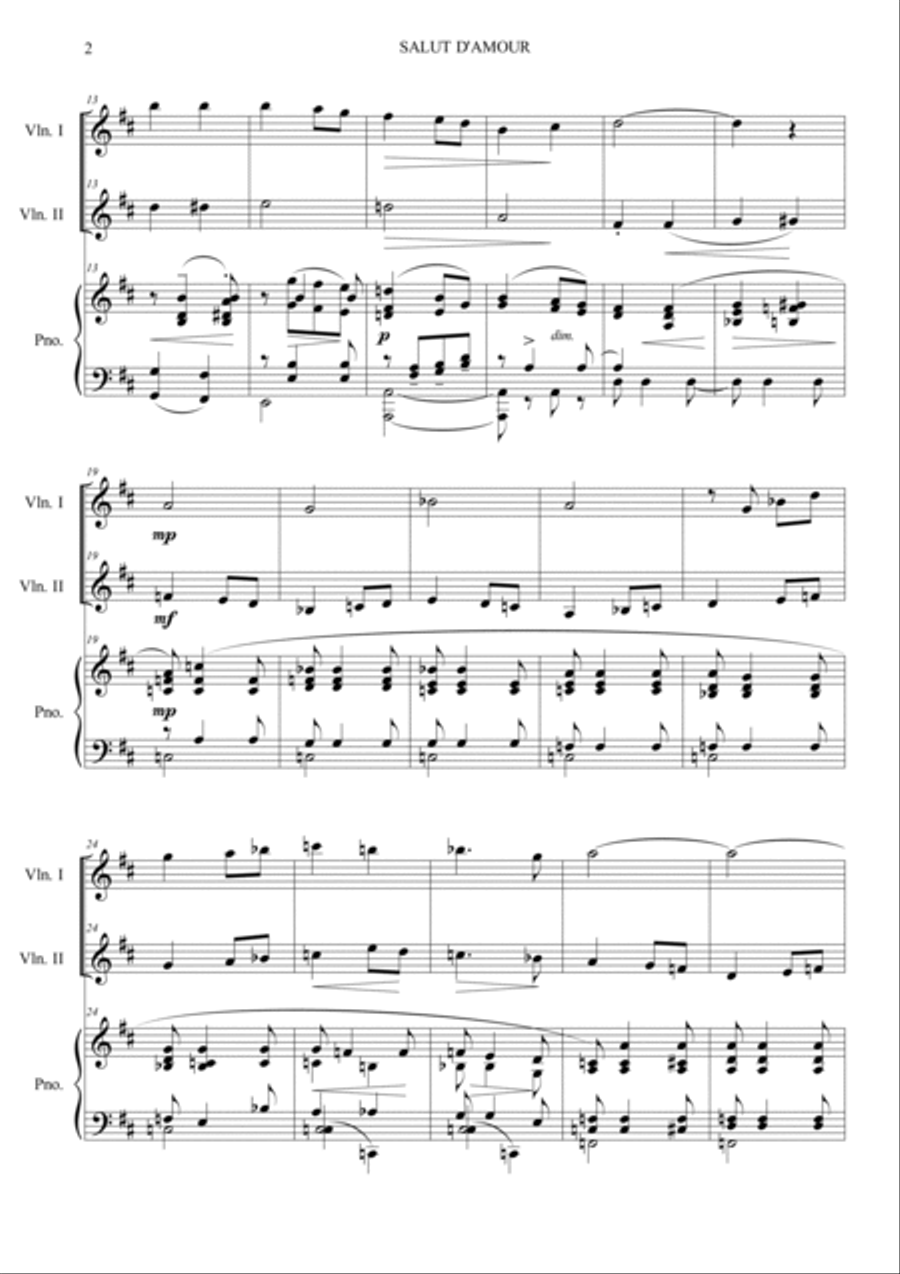 Salut d'amour Piano Trio scores gallery preview page 2