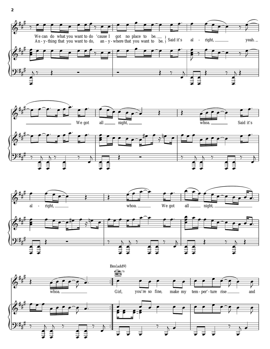 Alright Alright Piano, Vocal, Guitar scores gallery preview page 2