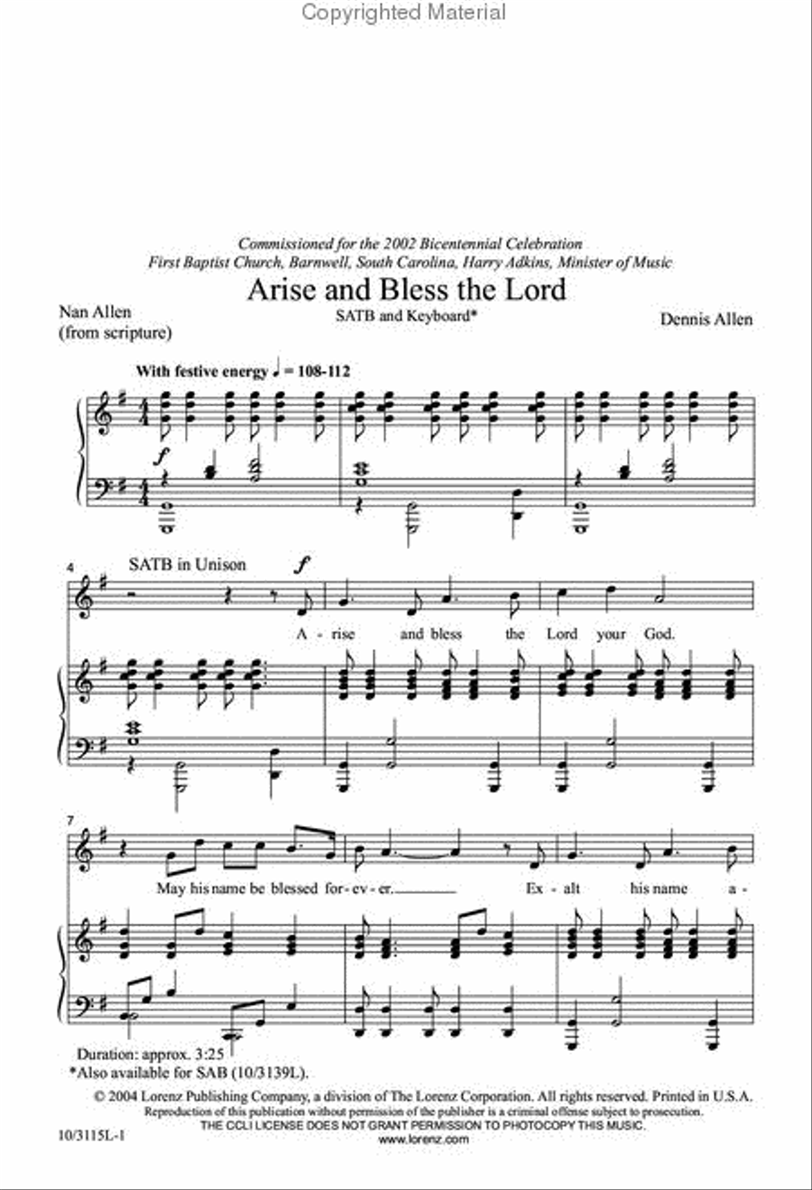 Arise and Bless the Lord Arise and Bless the Lord 4-Part scores gallery preview page 2