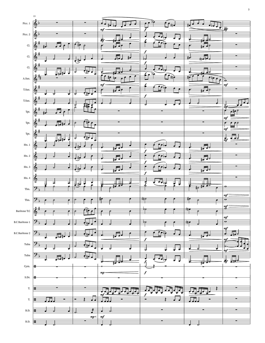 Variations on Sun Cycles Marching Band scores gallery preview page 3