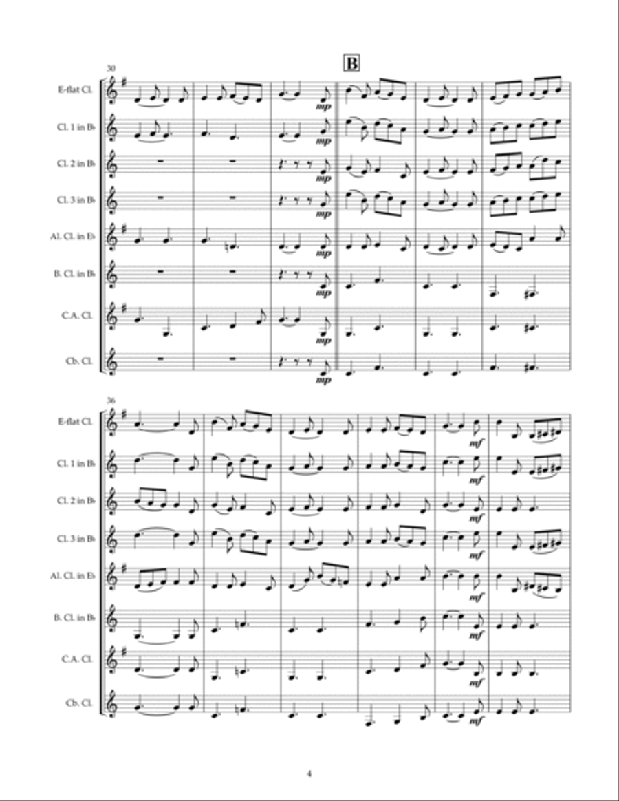 It Came Upon The Midnight Clear, for Clarinet Choir Clarinet Choir scores gallery preview page 4