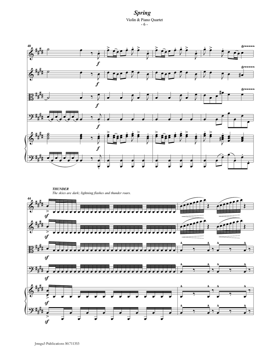 Vivaldi: Spring from the Four Seasons for Violin & Piano Quartet Piano Quartet scores gallery preview page 6