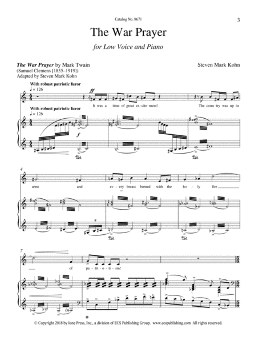 The War Prayer Low Voice scores gallery preview page 3