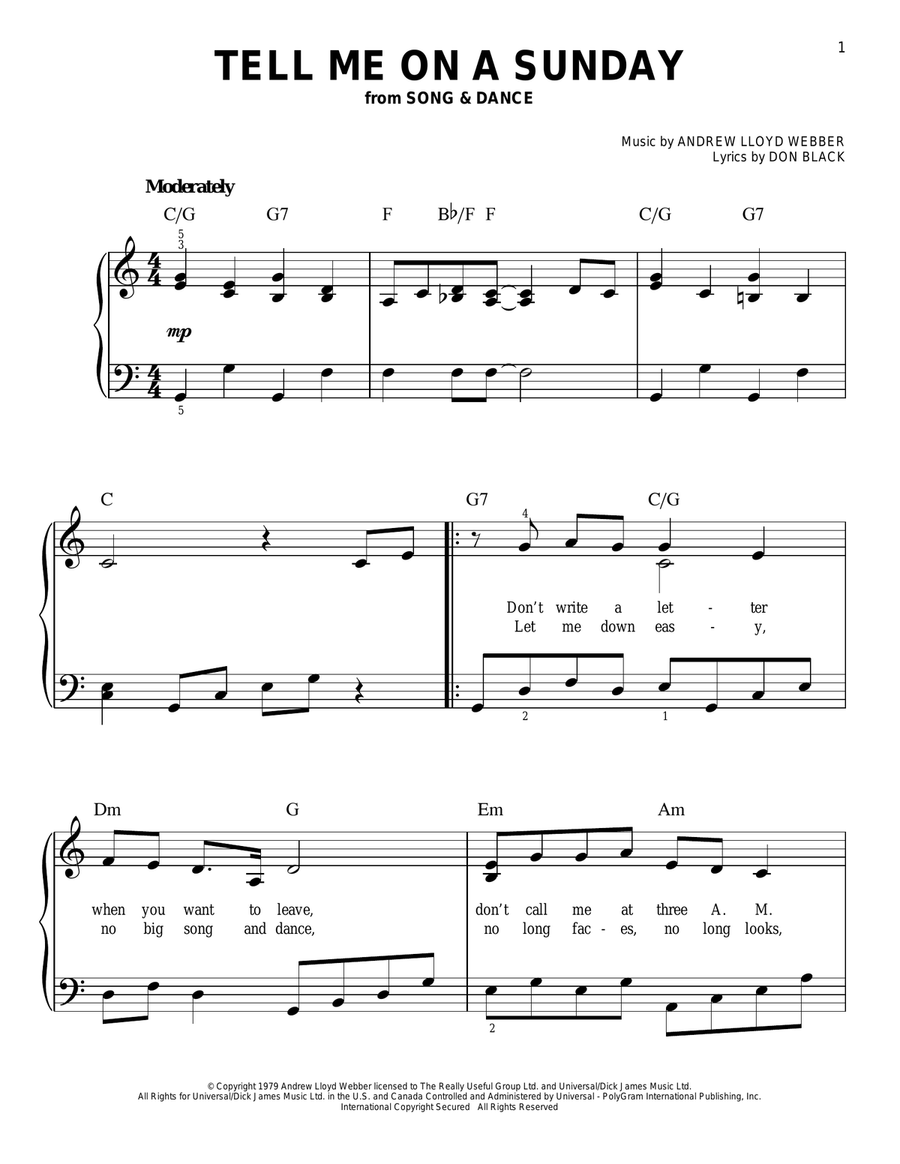 Tell Me On A Sunday Voice scores gallery preview page 1