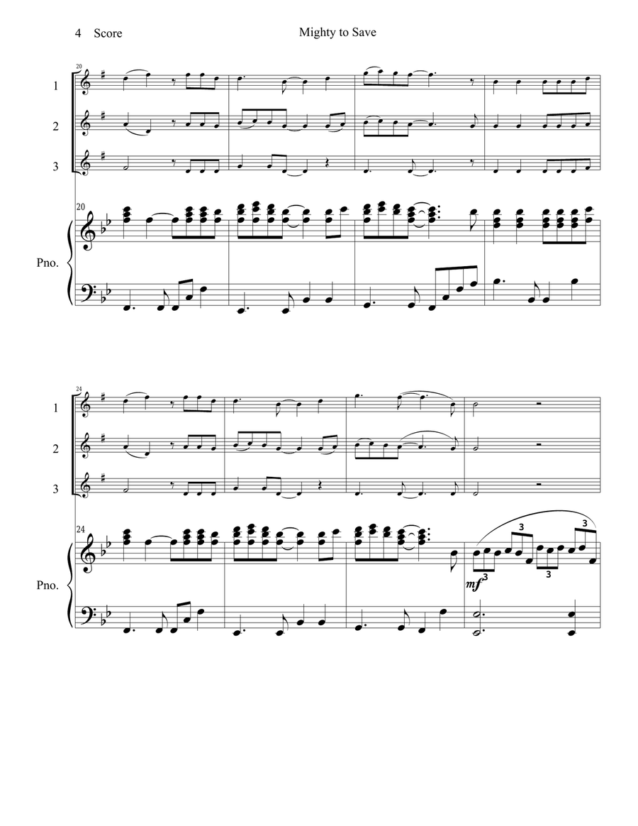 Mighty To Save Woodwind Trio scores gallery preview page 5