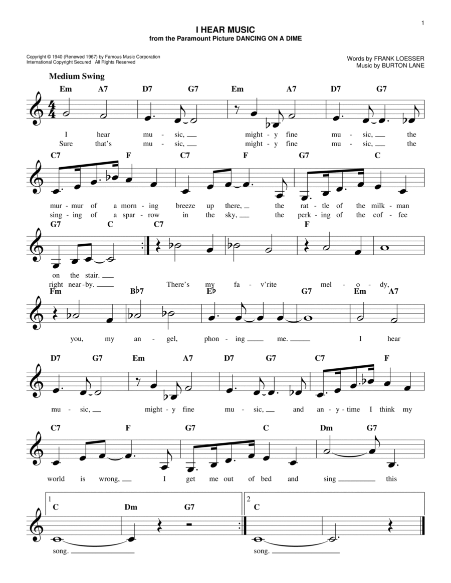 I Hear Music Piano scores gallery preview page 1