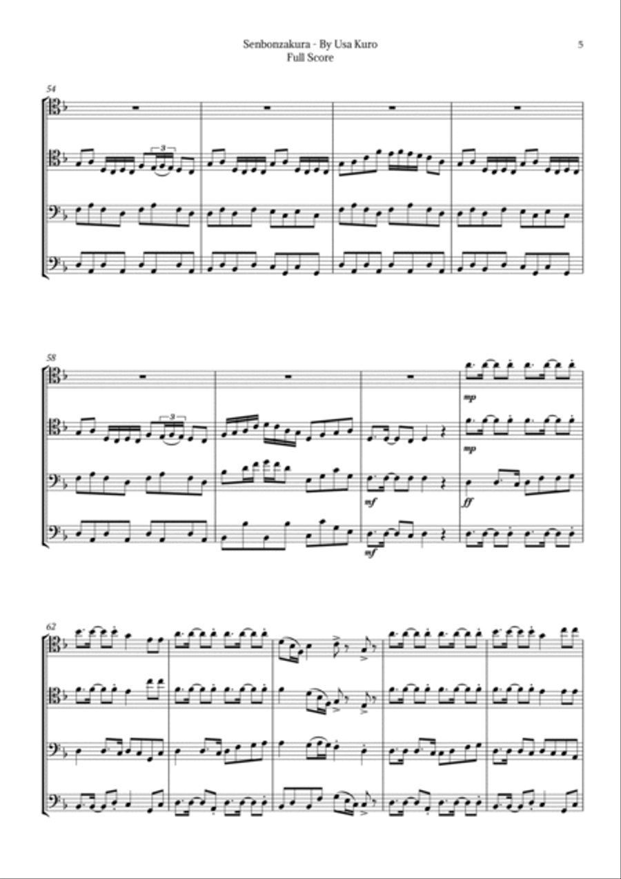 Senbonzakura String Quartet scores gallery preview page 5