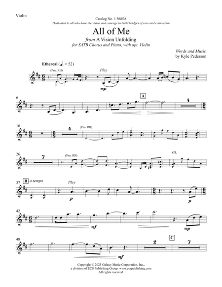 All of Me: from A Vision Unfolding (Violin Part)